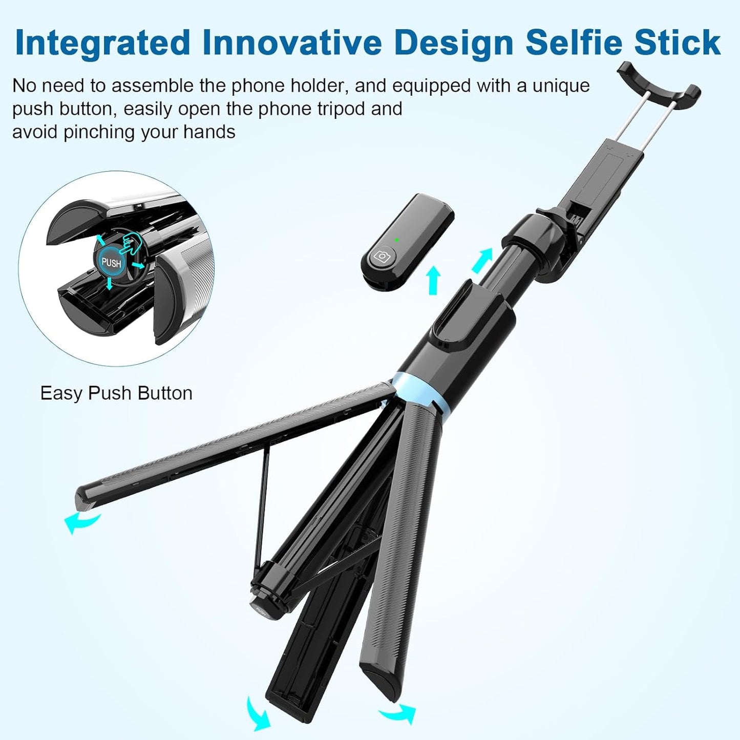 Eocean Selfie Stick Tripod,140cm Extendable Phone Tripod Stand for iPhone/Android Phone, Travel Tripod with Rechargeable Remote & Camera Connector Kit, Portable and Compact