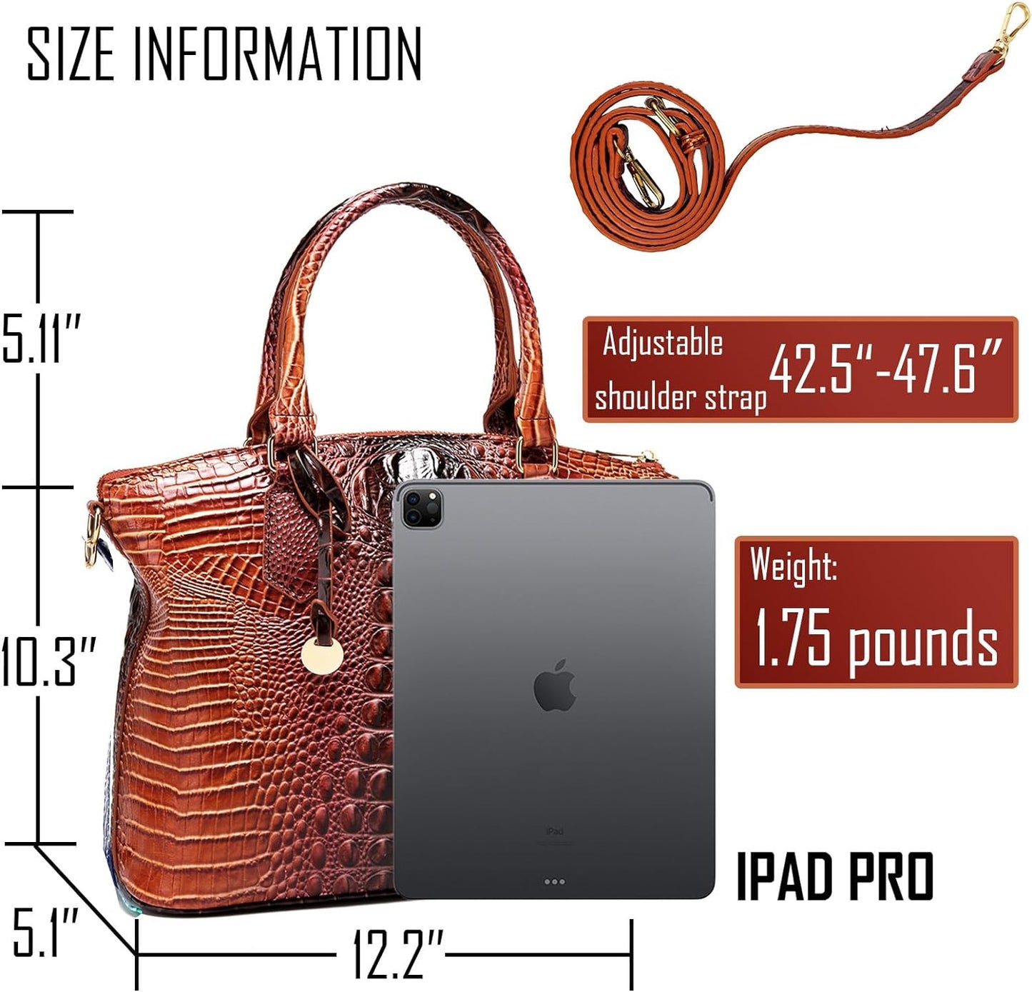 Makcr Joacbv Women Purse Satchel Bag Long Crossbody Classy Tote Bag Top Handle Vegan Leather Ladies Handbags Embossed Pattern