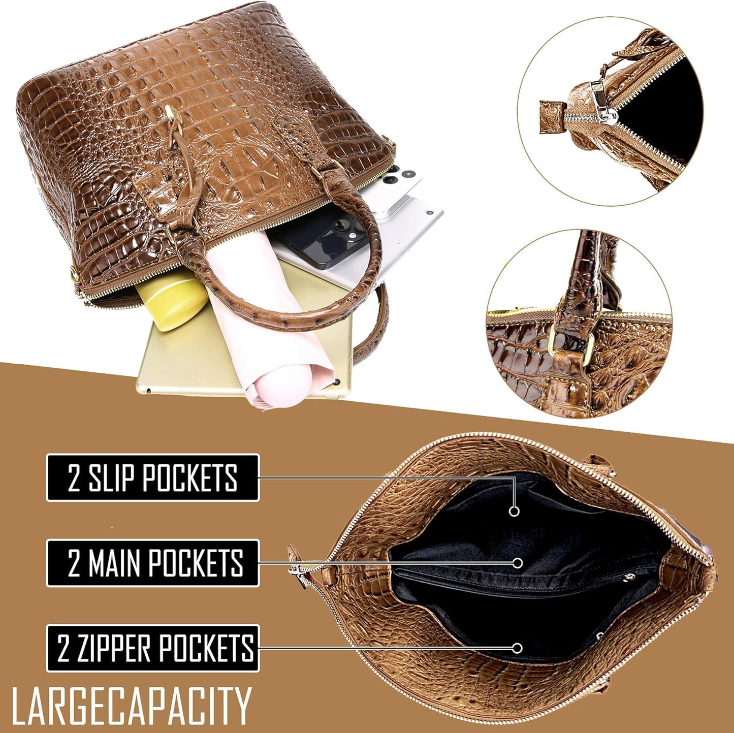 Makcr Joacbv Women Purse Satchel Bag Long Crossbody Classy Tote Bag Top Handle Vegan Leather Ladies Handbags Embossed Pattern