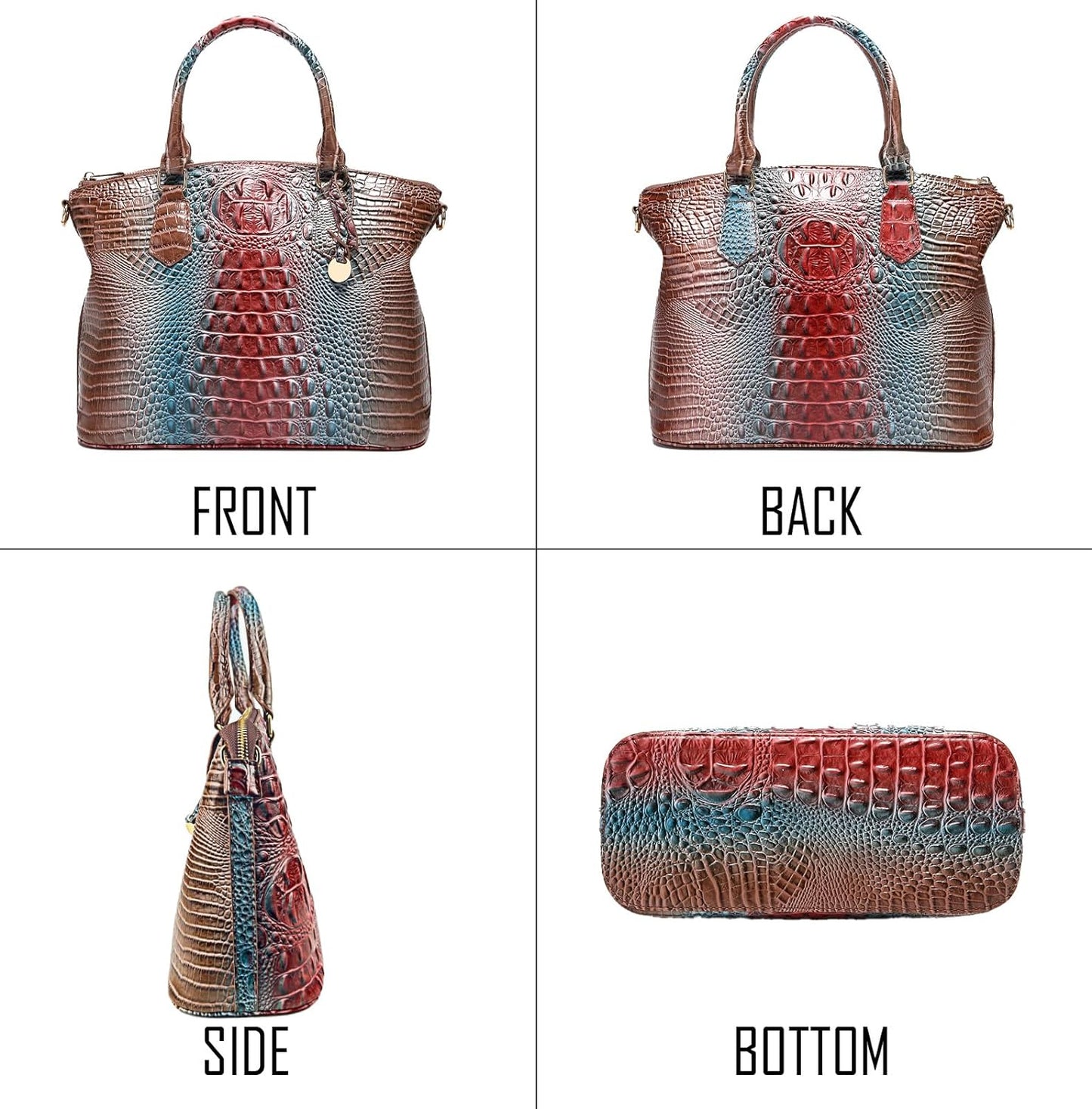 Makcr Joacbv Women Purse Satchel Bag Long Crossbody Classy Tote Bag Top Handle Vegan Leather Ladies Handbags Embossed Pattern