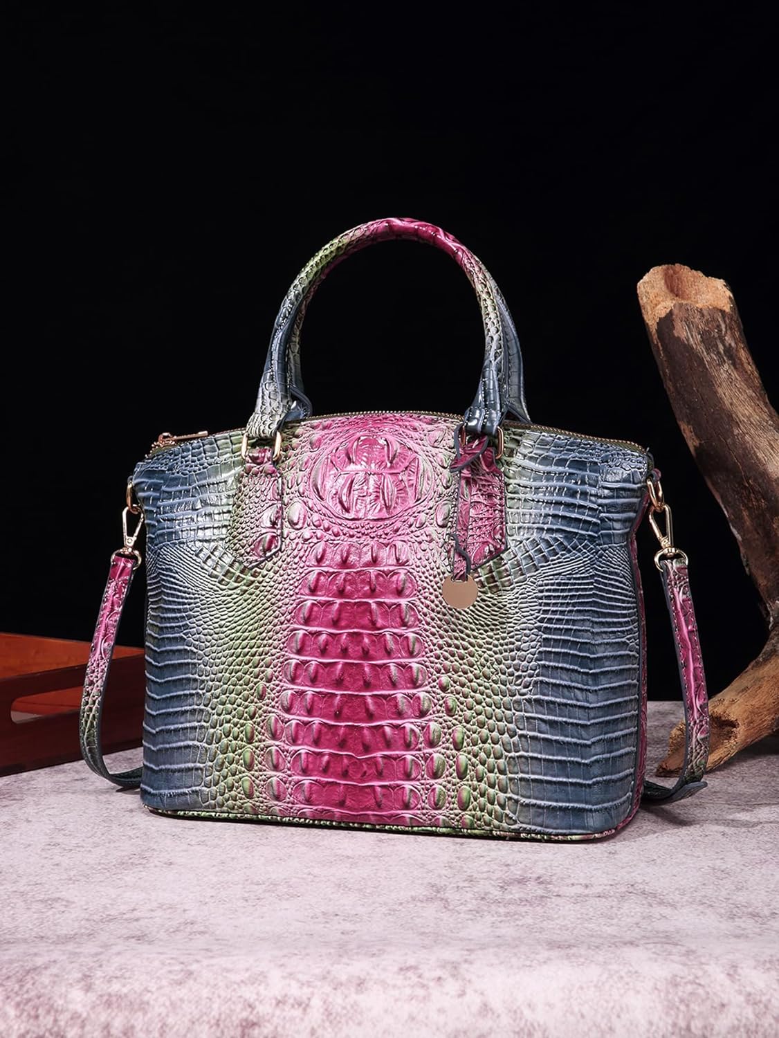 Makcr Joacbv Women Purse Satchel Bag Long Crossbody Classy Tote Bag Top Handle Vegan Leather Ladies Handbags Embossed Pattern