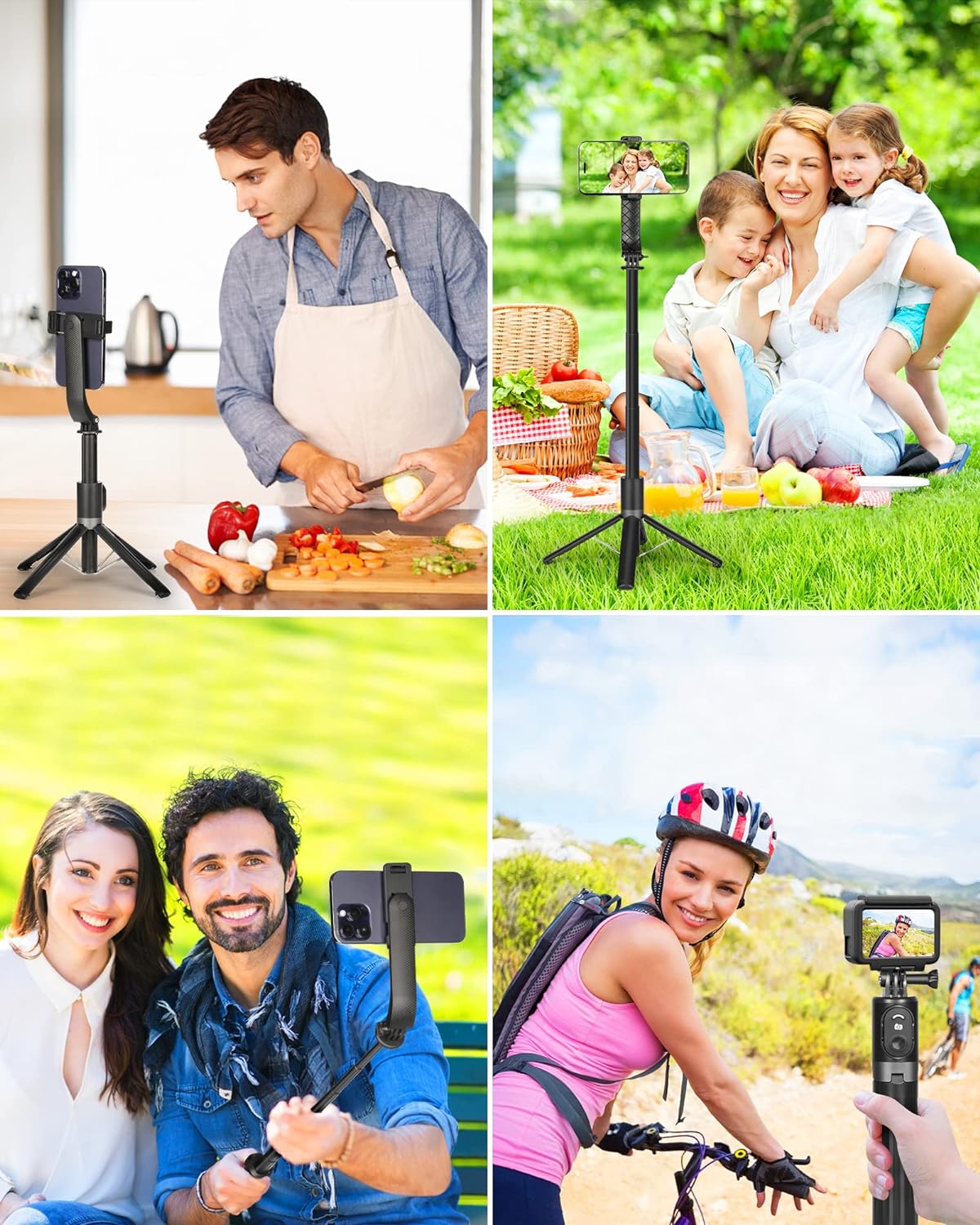 Eocean Selfie Stick Tripod,140cm Extendable Phone Tripod Stand for iPhone/Android Phone, Travel Tripod with Rechargeable Remote & Camera Connector Kit, Portable and Compact