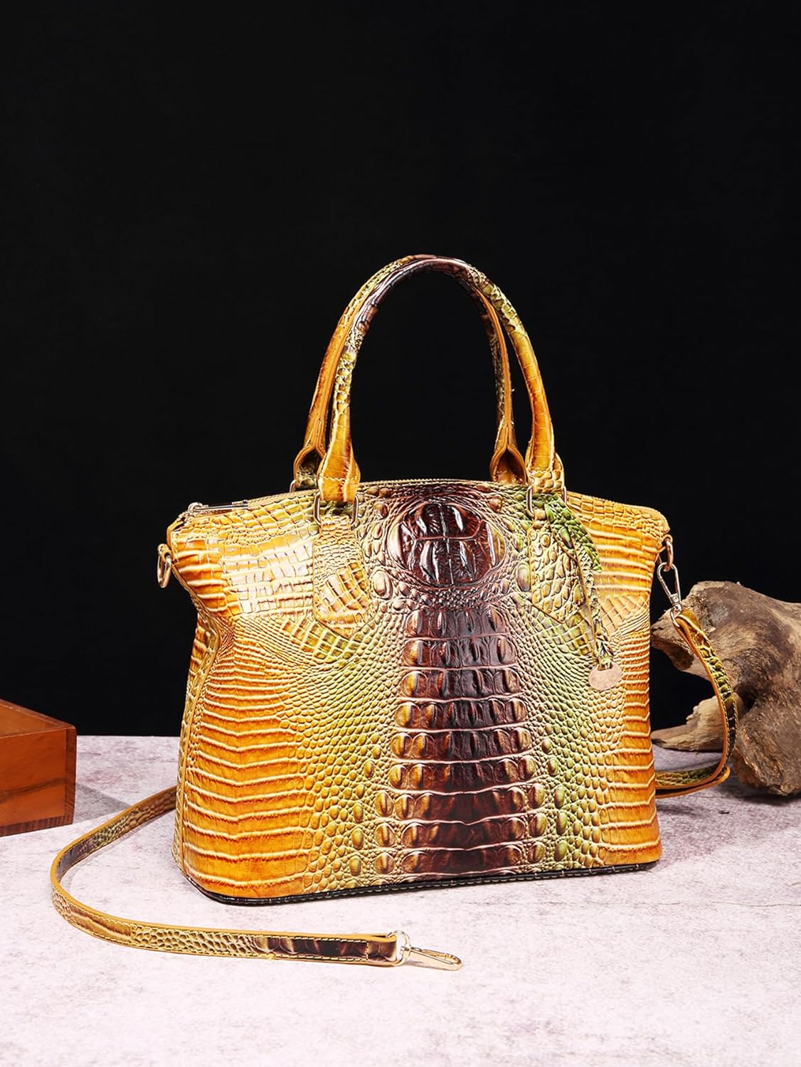 Makcr Joacbv Women Purse Satchel Bag Long Crossbody Classy Tote Bag Top Handle Vegan Leather Ladies Handbags Embossed Pattern