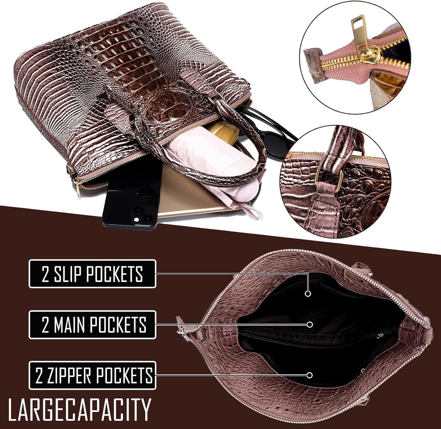 Makcr Joacbv Women Purse Satchel Bag Long Crossbody Classy Tote Bag Top Handle Vegan Leather Ladies Handbags Embossed Pattern