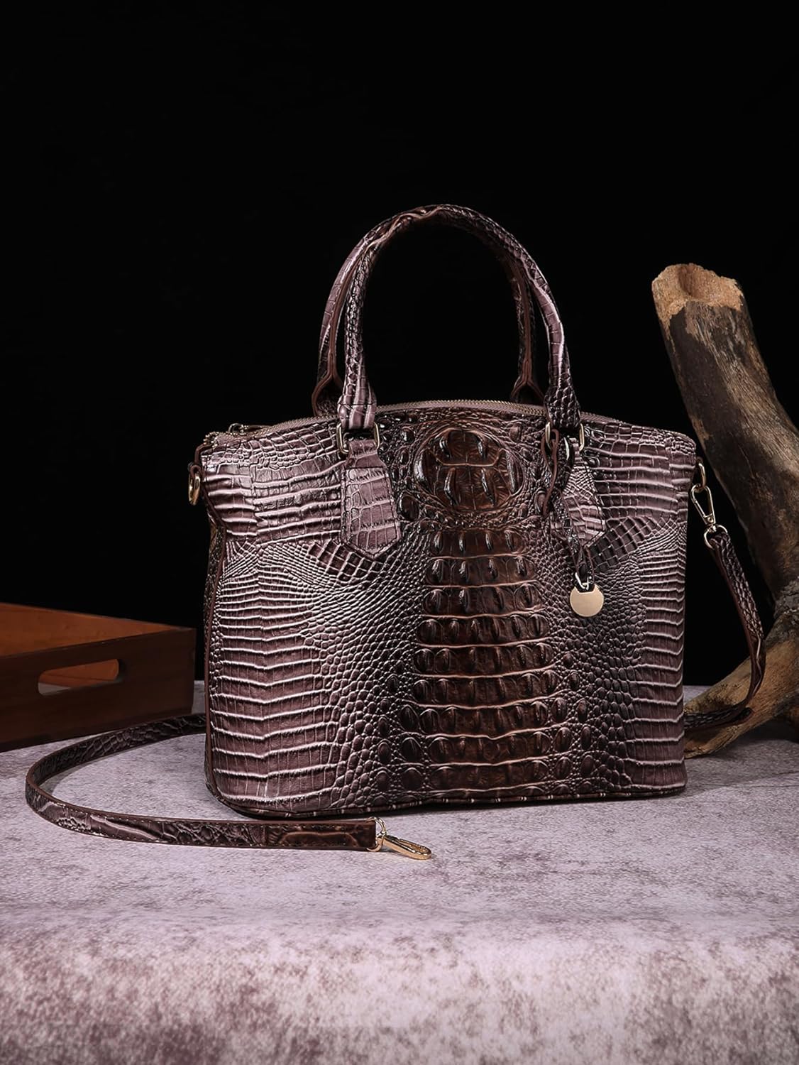Makcr Joacbv Women Purse Satchel Bag Long Crossbody Classy Tote Bag Top Handle Vegan Leather Ladies Handbags Embossed Pattern