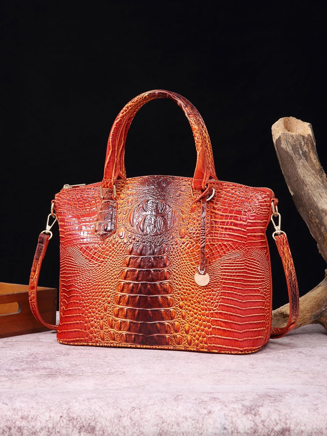 Makcr Joacbv Women Purse Satchel Bag Long Crossbody Classy Tote Bag Top Handle Vegan Leather Ladies Handbags Embossed Pattern