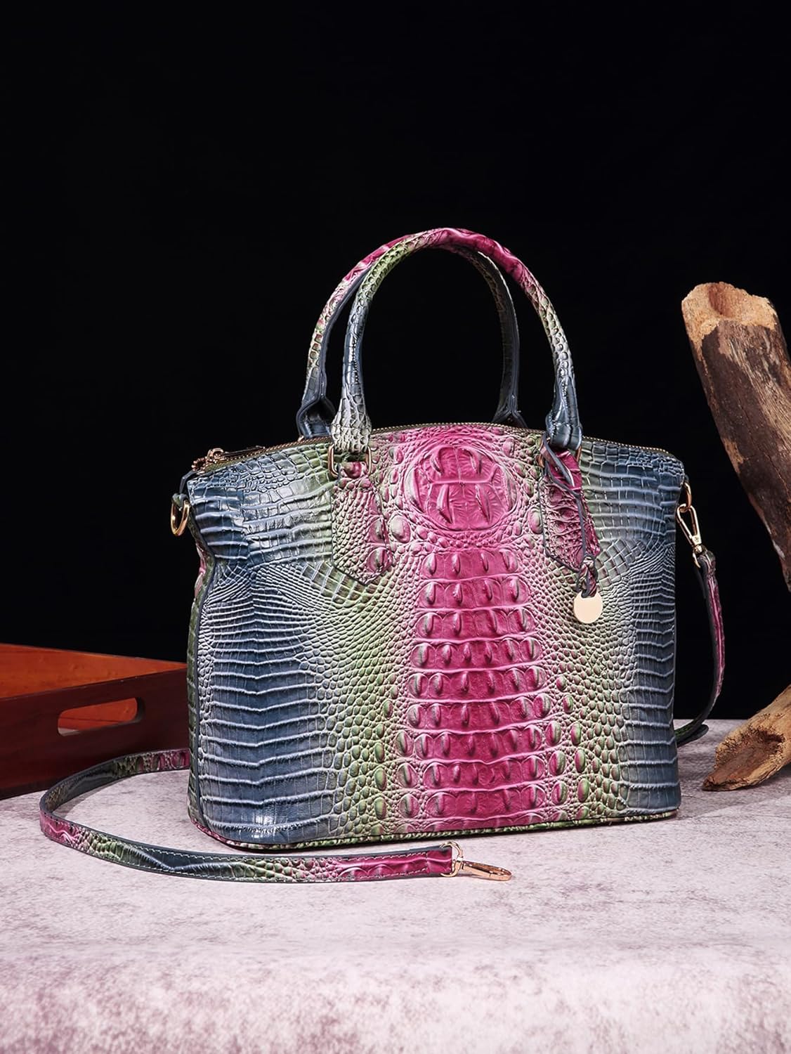 Makcr Joacbv Women Purse Satchel Bag Long Crossbody Classy Tote Bag Top Handle Vegan Leather Ladies Handbags Embossed Pattern