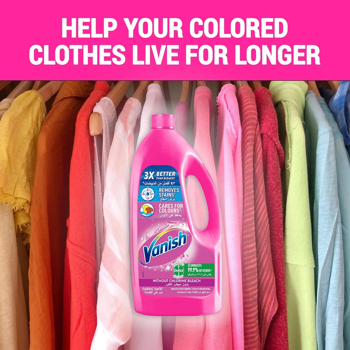 Vanish Laundry Stain Remover Liquid for White Colored Clothes, Can be Used with or without Detergents & Additives, Ideal for Use in the Washing Machine, 3 L and 1 L, Pack of 2