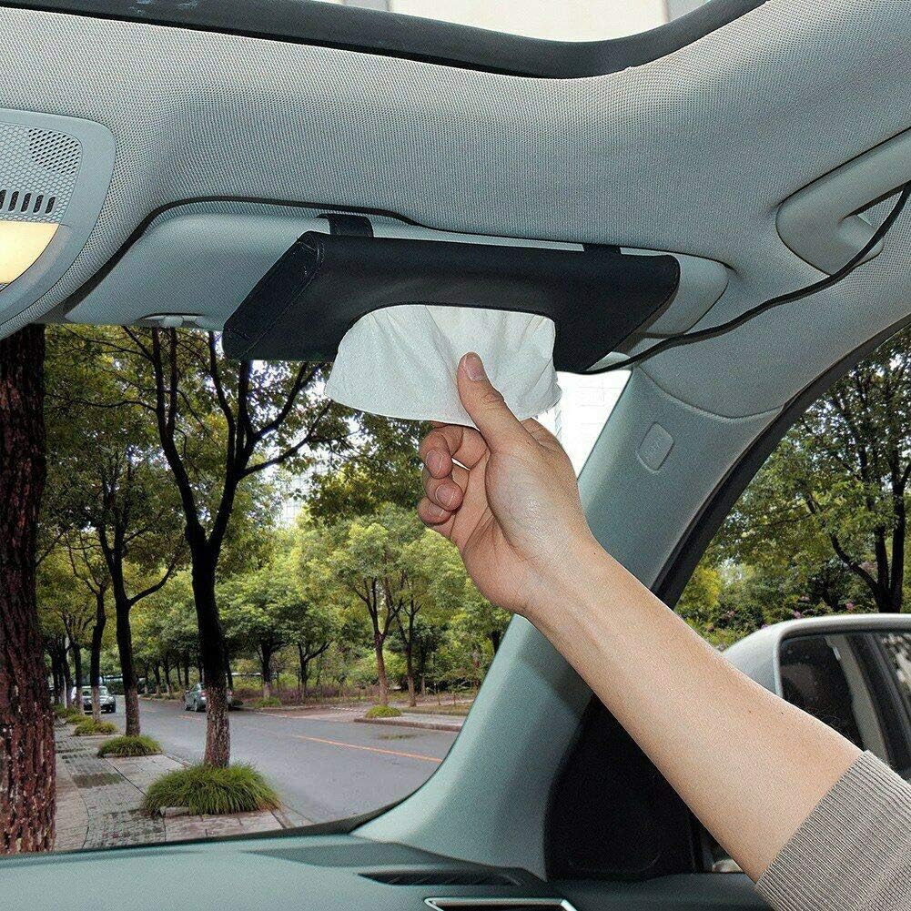 Fredysu Leather Premium Napkin & Tissue Holder, For Backseat And Car Visor, Cartbox02B, Black
