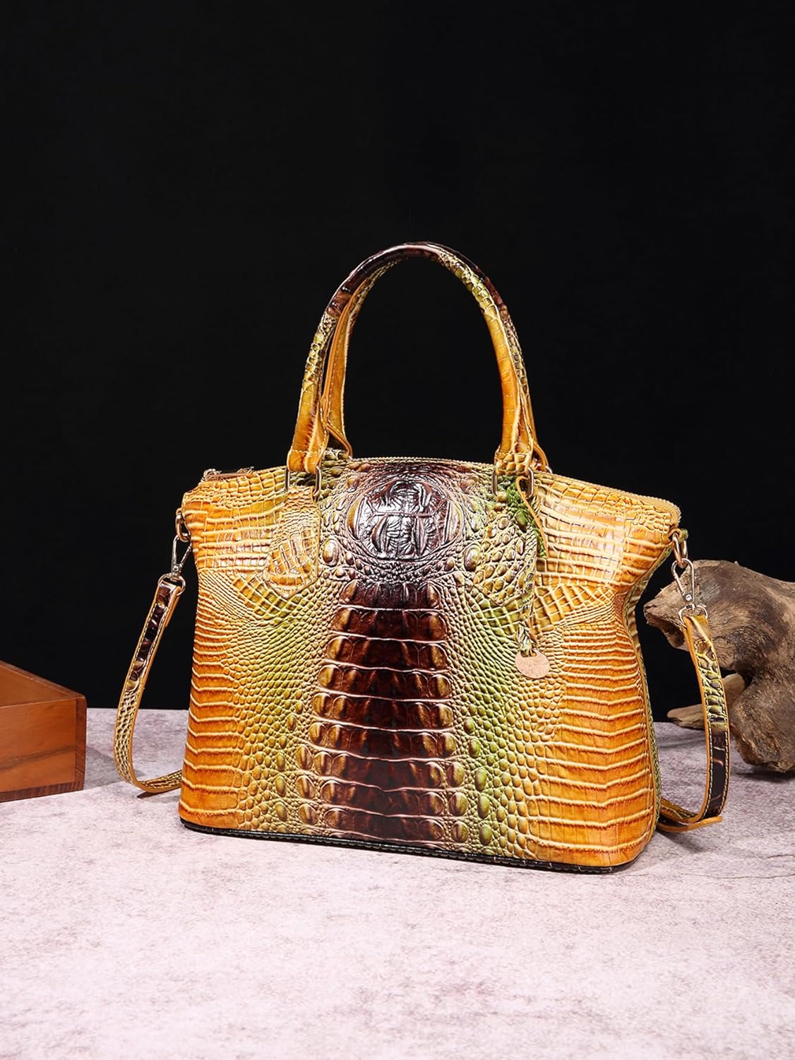 Makcr Joacbv Women Purse Satchel Bag Long Crossbody Classy Tote Bag Top Handle Vegan Leather Ladies Handbags Embossed Pattern