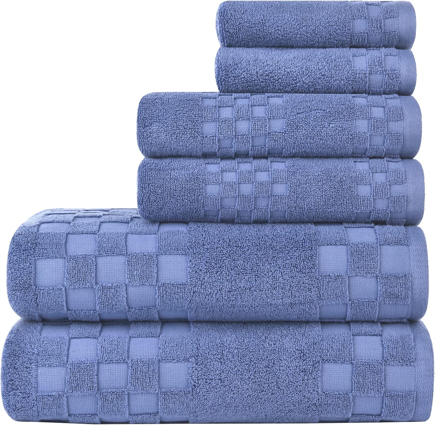 DIAOJIA Bath Towels Soft Cotton 6 Piece,100% Cotton Anti Odor Family Towels, Highly Absorbent Quick-Drying Lightweight Spa Towel for Bathroom 2 Bath Towel 2 Washcloth 2 Hand Towel (Cool Grey)