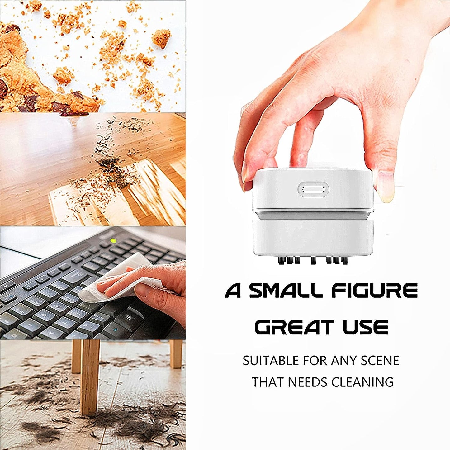 TRZLIFE Desk Vacuum Cleaner, Upgraded Mini Table Vacuum Improved Details Higher Suction More Durable Rechargeable Energy Saving Mini Vac Picks up Tiny Items Crumbs Flakes for Desktop Drawer Countertop