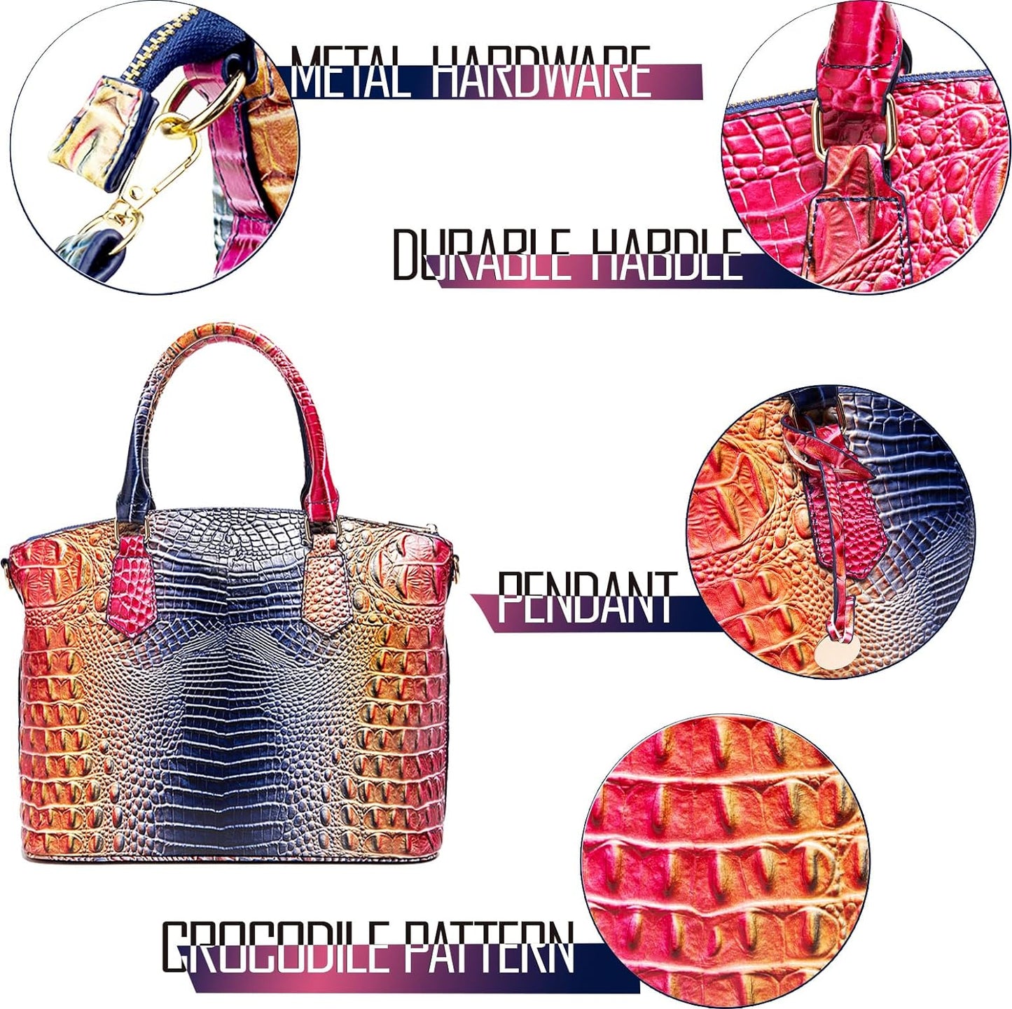 Makcr Joacbv Women Purse Satchel Bag Long Crossbody Classy Tote Bag Top Handle Vegan Leather Ladies Handbags Embossed Pattern