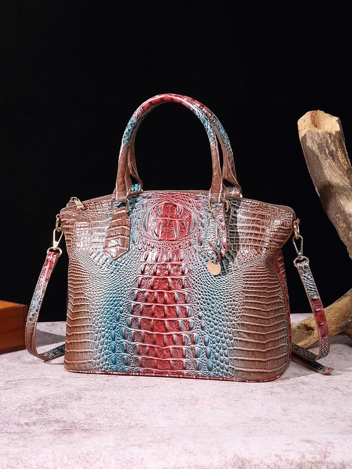 Makcr Joacbv Women Purse Satchel Bag Long Crossbody Classy Tote Bag Top Handle Vegan Leather Ladies Handbags Embossed Pattern