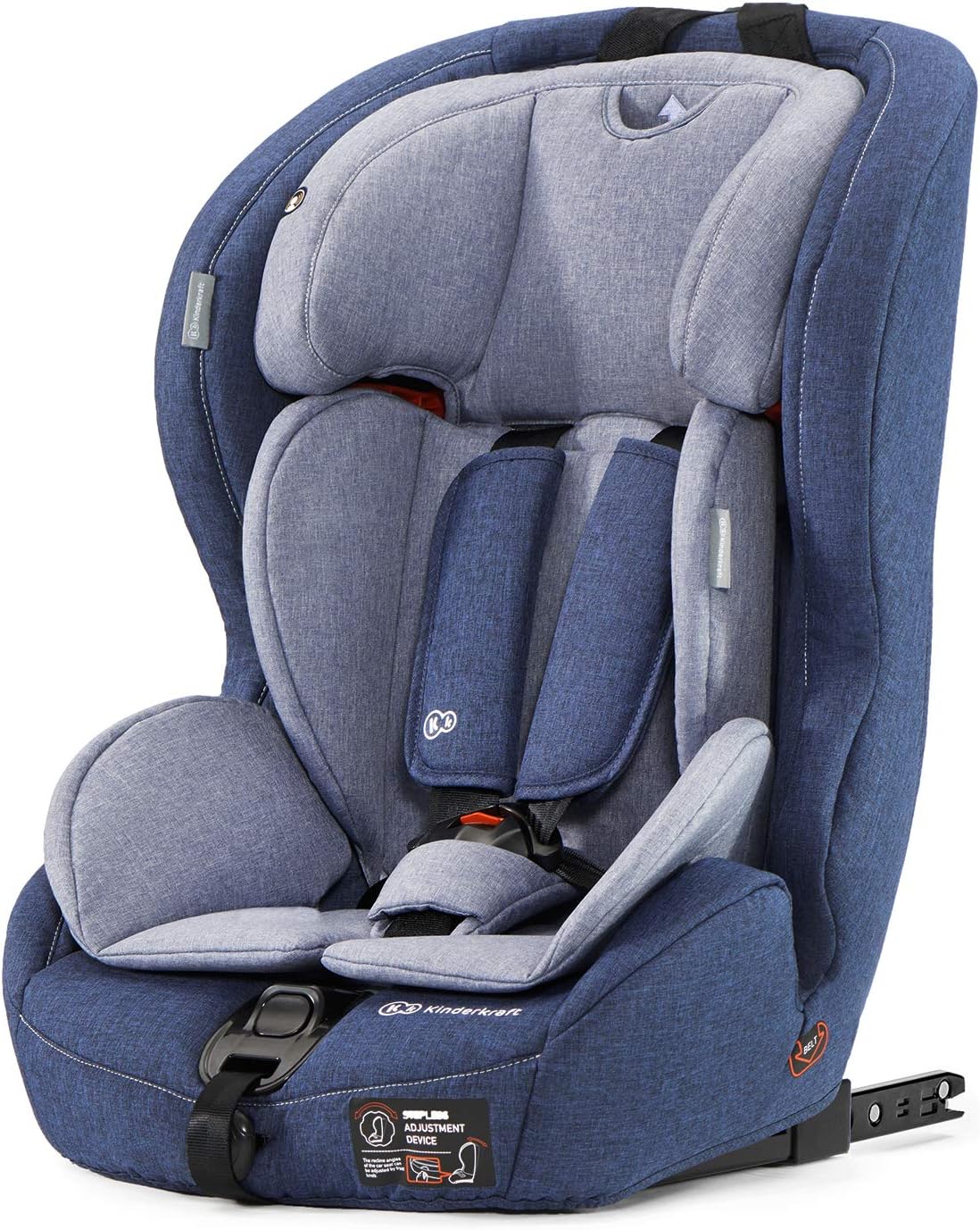 Kinderkraft Car Seat SAFETY FIX, Booster Child Seat, with Isofix, Top Tether, Adjustable Headrest, for Toddlers, Infant, Group 1/2/3, 9-36 Kg, Up to 12 Years, Safety Certificate ECE R44/04, Gray