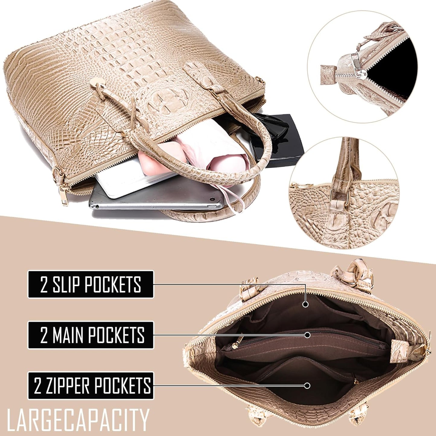 Makcr Joacbv Women Purse Satchel Bag Long Crossbody Classy Tote Bag Top Handle Vegan Leather Ladies Handbags Embossed Pattern