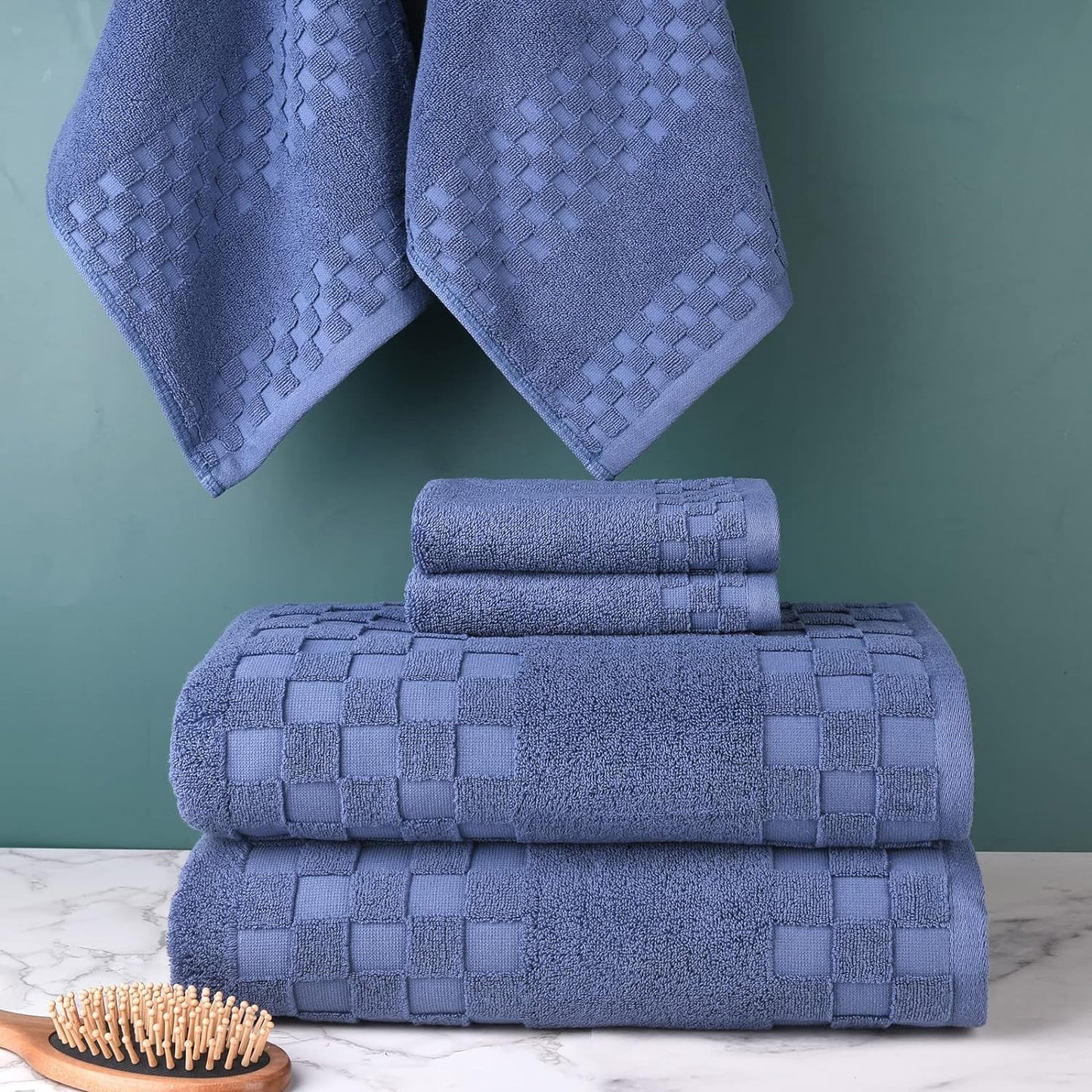 DIAOJIA Bath Towels Soft Cotton 6 Piece,100% Cotton Anti Odor Family Towels, Highly Absorbent Quick-Drying Lightweight Spa Towel for Bathroom 2 Bath Towel 2 Washcloth 2 Hand Towel (Cool Grey)