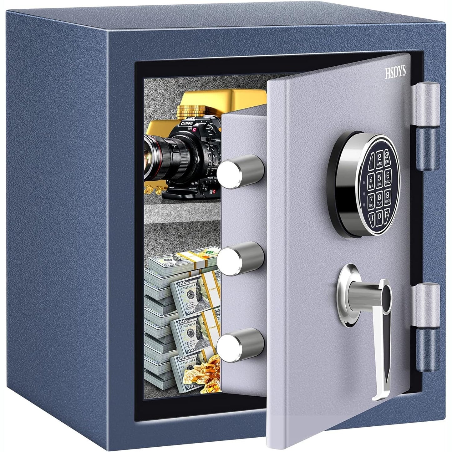 HSDYS Fireproof Safe Box 1.0 Cubic Feet,Security Safe With Digital Keypad and Key Lock, Home Safe Locker Box For Storing Documents,Jewelry,Money