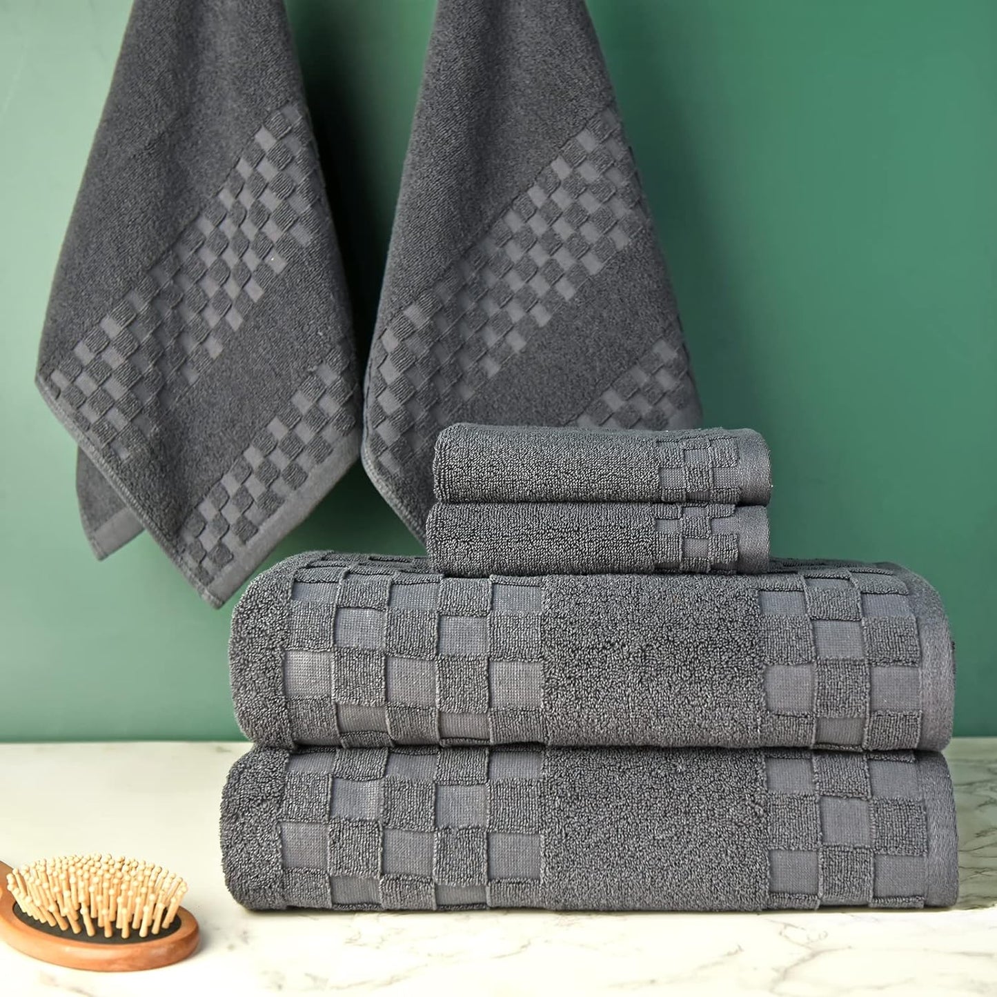 DIAOJIA Bath Towels Soft Cotton 6 Piece,100% Cotton Anti Odor Family Towels, Highly Absorbent Quick-Drying Lightweight Spa Towel for Bathroom 2 Bath Towel 2 Washcloth 2 Hand Towel (Cool Grey)