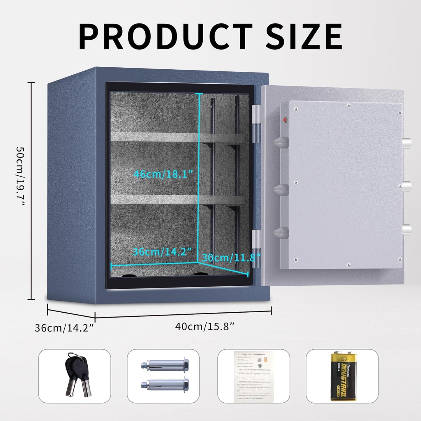 HSDYS Fireproof Safe Box 1.0 Cubic Feet,Security Safe With Digital Keypad and Key Lock, Home Safe Locker Box For Storing Documents,Jewelry,Money