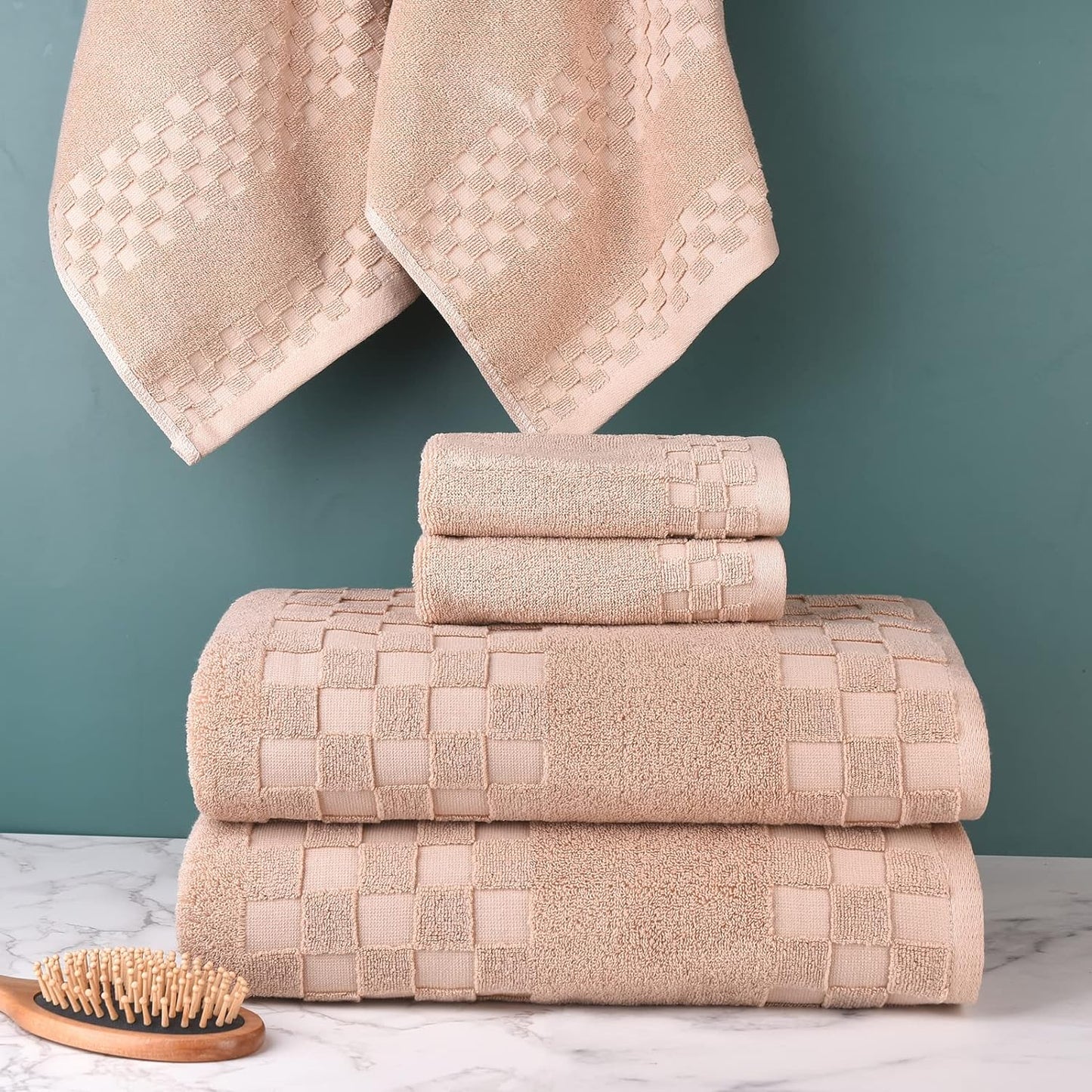 DIAOJIA Bath Towels Soft Cotton 6 Piece,100% Cotton Anti Odor Family Towels, Highly Absorbent Quick-Drying Lightweight Spa Towel for Bathroom 2 Bath Towel 2 Washcloth 2 Hand Towel (Cool Grey)