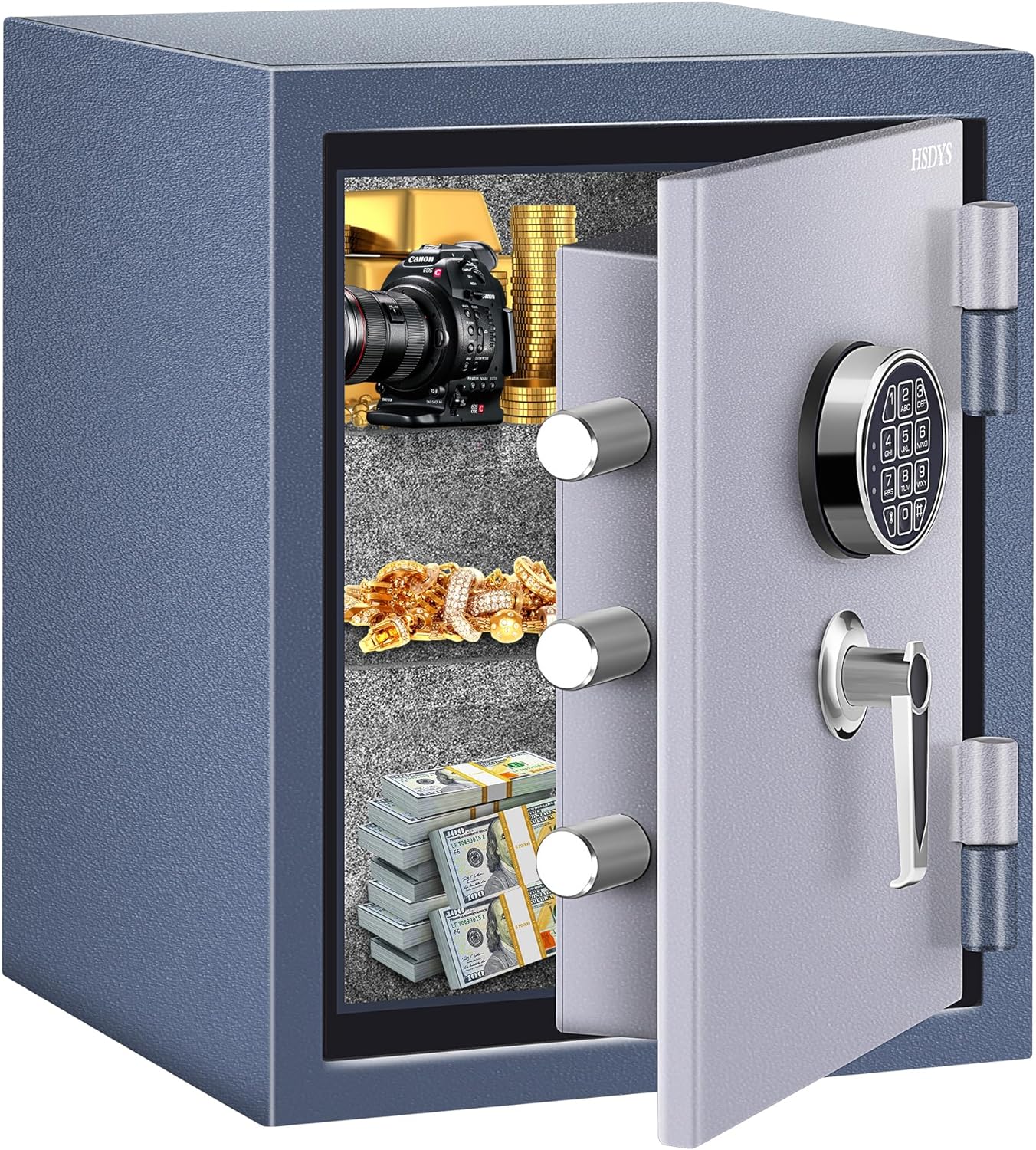 HSDYS Fireproof Safe Box 1.0 Cubic Feet,Security Safe With Digital Keypad and Key Lock, Home Safe Locker Box For Storing Documents,Jewelry,Money
