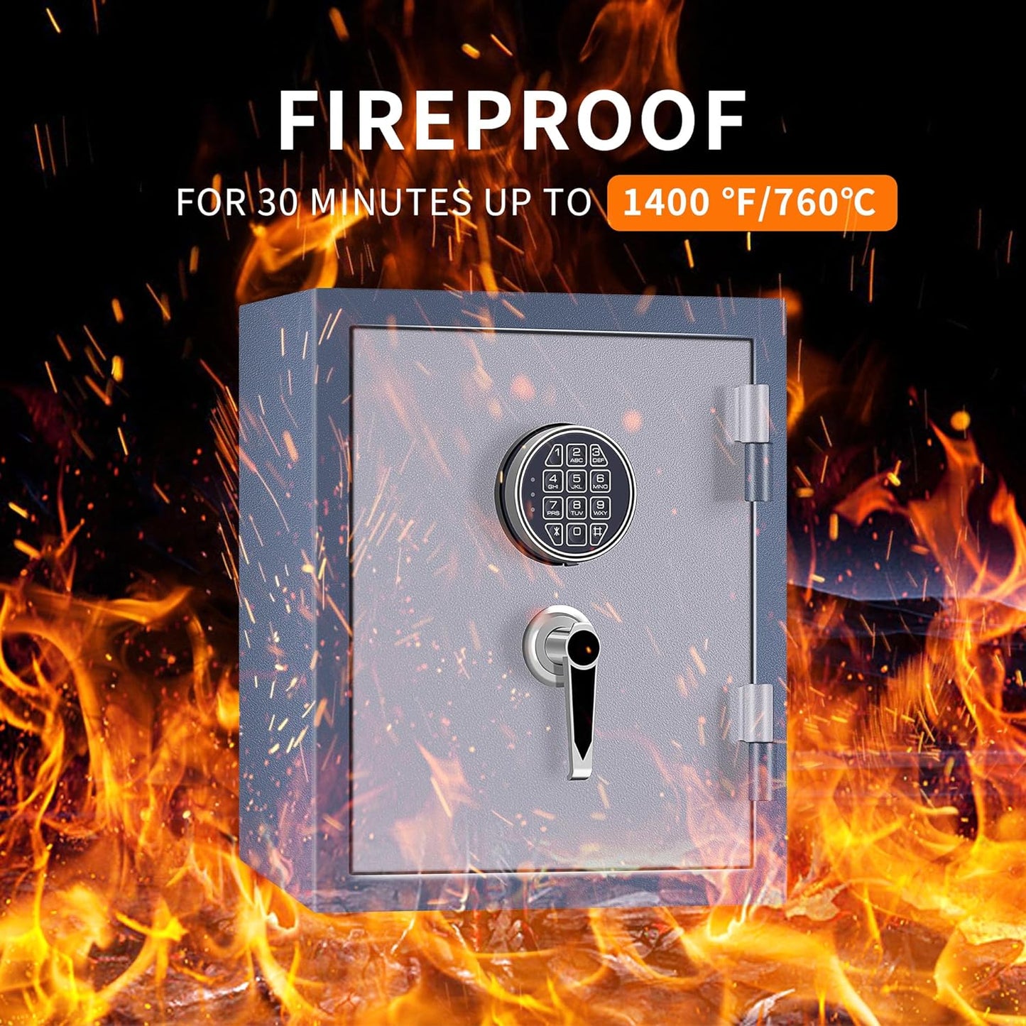 HSDYS Fireproof Safe Box 1.0 Cubic Feet,Security Safe With Digital Keypad and Key Lock, Home Safe Locker Box For Storing Documents,Jewelry,Money