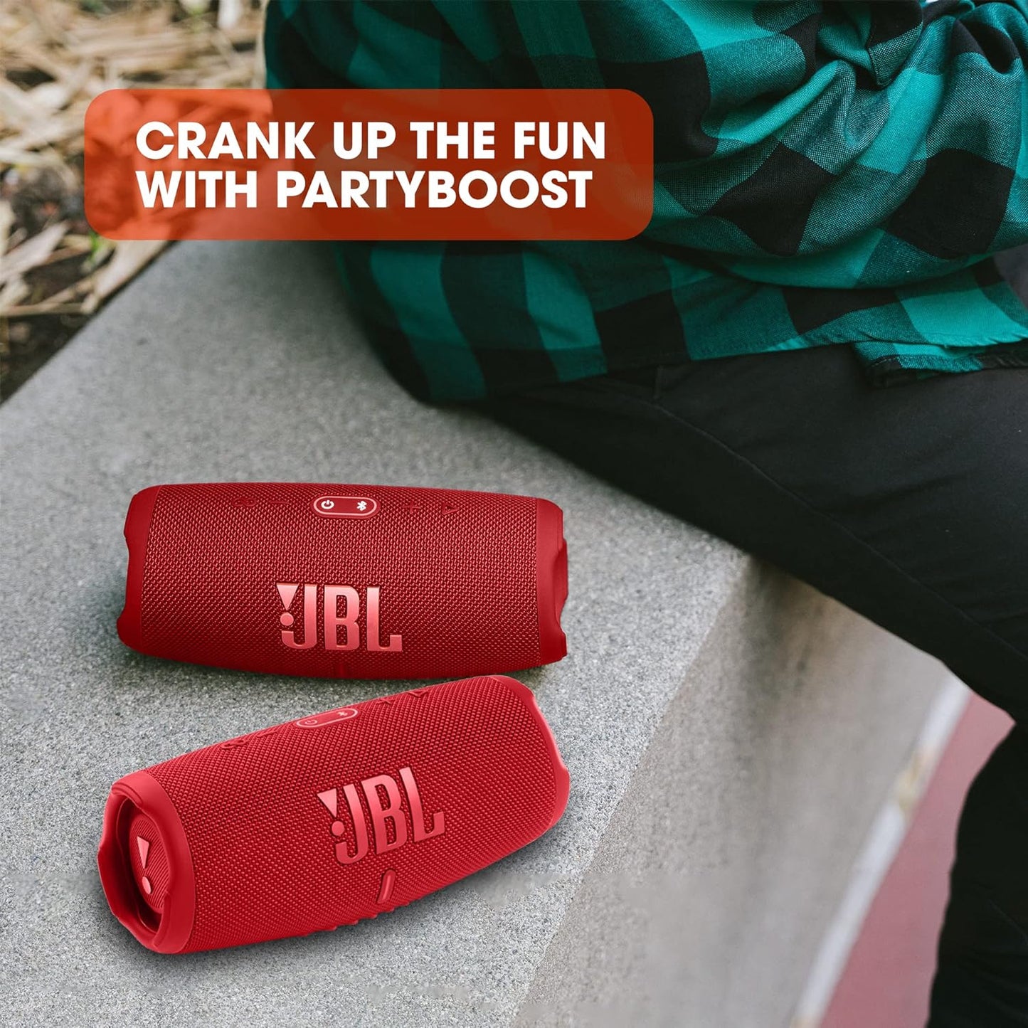 JBL Charge 5 Portable Speaker, Built-In Powerbank, Powerful JBL Pro Sound, Dual Bass Radiators, 20H of Battery, IP67 Waterproof and Dustproof, Wireless Streaming, Dual Connect - Black, JBLCHARGE5BLK