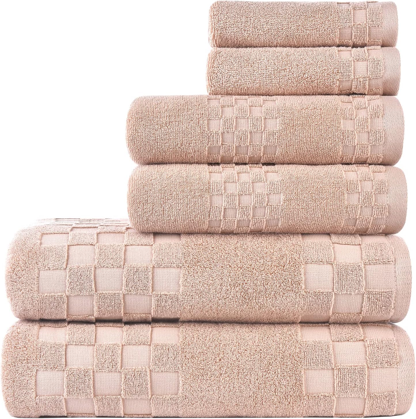 DIAOJIA Bath Towels Soft Cotton 6 Piece,100% Cotton Anti Odor Family Towels, Highly Absorbent Quick-Drying Lightweight Spa Towel for Bathroom 2 Bath Towel 2 Washcloth 2 Hand Towel (Cool Grey)