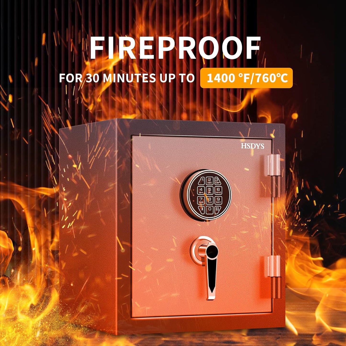 HSDYS Fireproof Safe Box 1.0 Cubic Feet,Security Safe With Digital Keypad and Key Lock, Home Safe Locker Box For Storing Documents,Jewelry,Money
