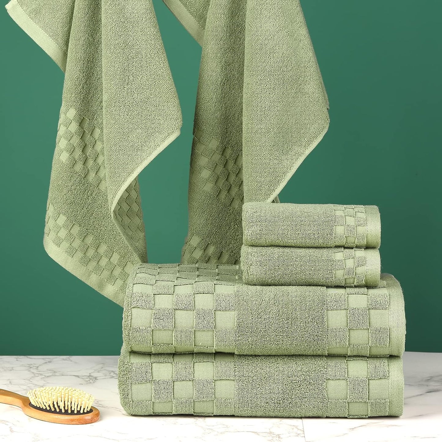 DIAOJIA Bath Towels Soft Cotton 6 Piece,100% Cotton Anti Odor Family Towels, Highly Absorbent Quick-Drying Lightweight Spa Towel for Bathroom 2 Bath Towel 2 Washcloth 2 Hand Towel (Cool Grey)