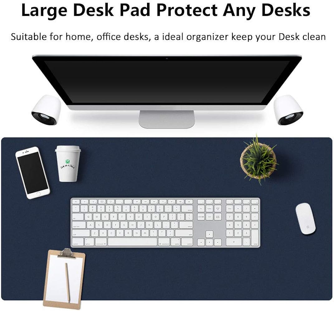 BonShine Large Desk Pad, Non Slip Pu Leather Mouse Pad Waterproof Protector, Dual Side Use Writing Mat For Office Home, 80Cm X 40Cm, Black&Red,