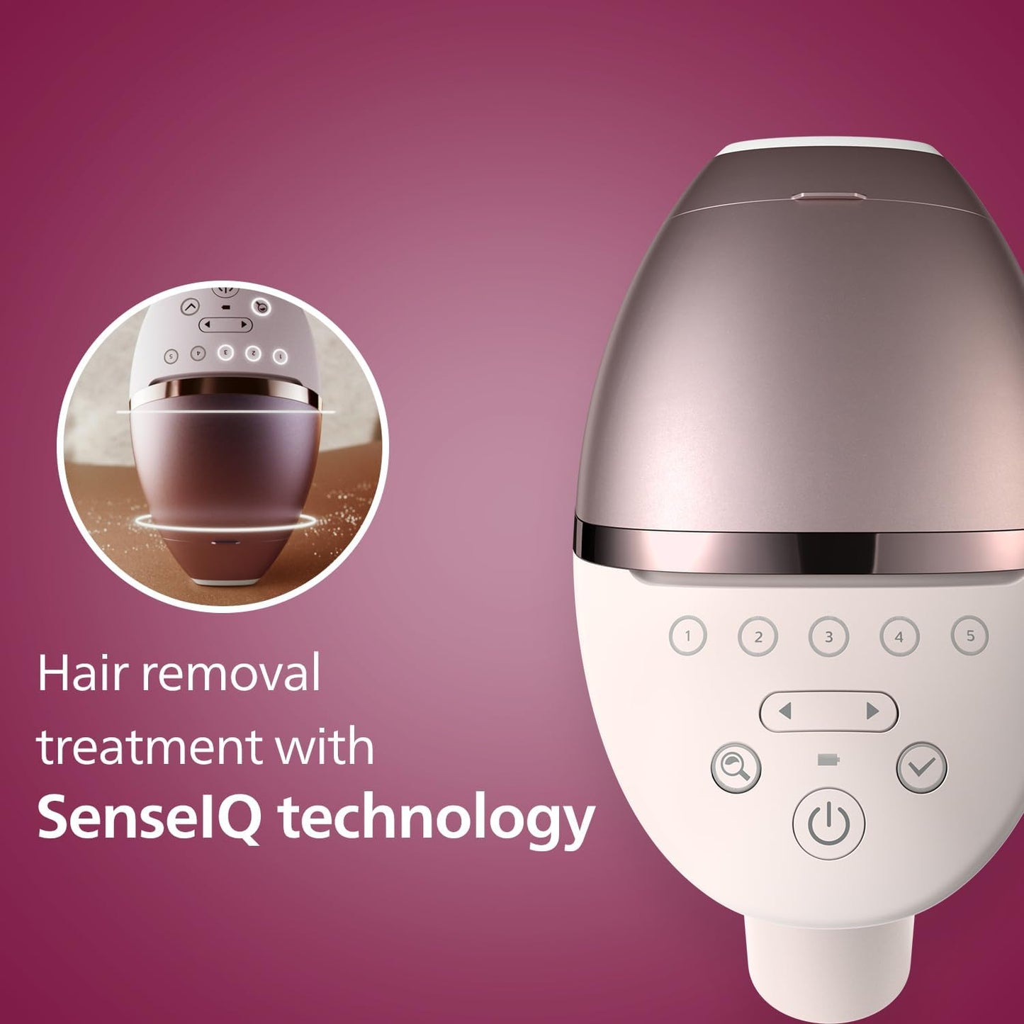 Philips Lumea IPL | Hair Removal | 9000 Series | SenseIQ Technology | 4 Attachments | Face, Body, Bikini, Underarm | Cordless Use | BRI958/60 | Rose Gold | 60-DAYS MONEY BACK GUARANTEE