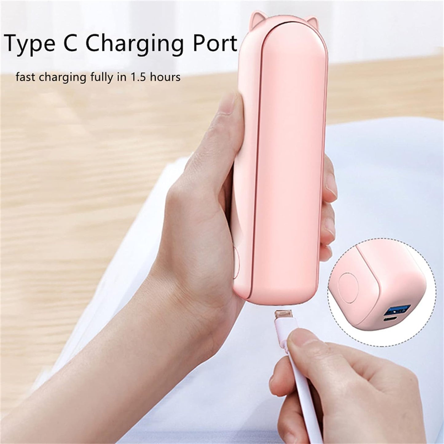 AMERTEER Portable Mini Fan, Battery Operated Small Personal Portable Fan, USB Rechargeable And 3 Adjustable Speed, Foldable Handheld Personal Eyelash Fan for Girls Women, For Travelling, Outdoor