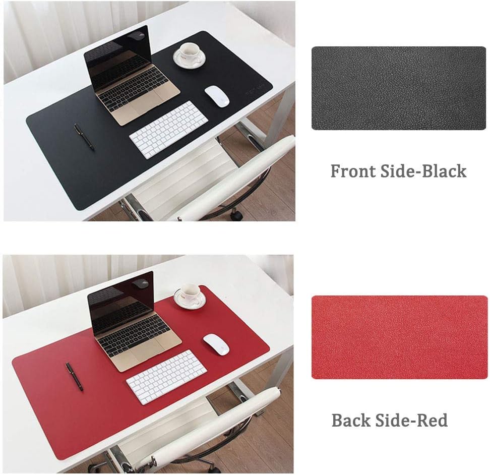 BonShine Large Desk Pad, Non Slip Pu Leather Mouse Pad Waterproof Protector, Dual Side Use Writing Mat For Office Home, 80Cm X 40Cm, Black&Red,
