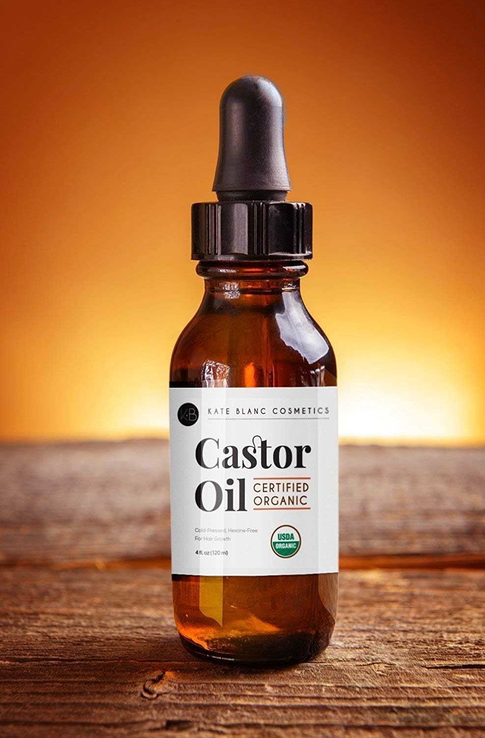 Castor Oil (2oz) USDA Certified Organic, 100% Pure, Cold Pressed, Hexane Free by Kate Blanc. Stimulate Growth for Eyelashes, Eyebrows, Hair. Lash Growth Serum. Brow Treatment. FREE Mascara Starter Kit