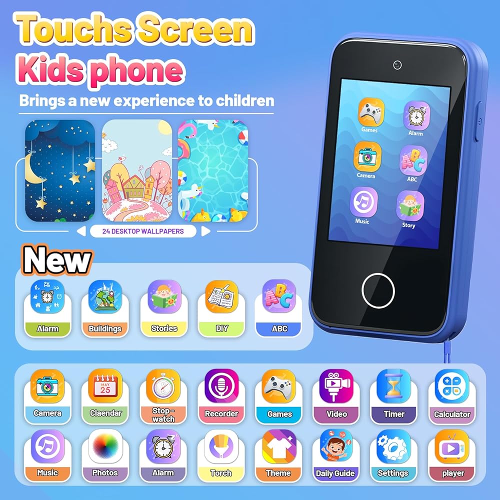 Kids Smart Phone Toys for Girls Ages 3-7 with Dual Camera - Toddler Phone Toys with Learning Games, Travel Toys with MP3 Music Player for Birthday Gifts for 3 4 5 6 7 Year Old Kids (Pink1)