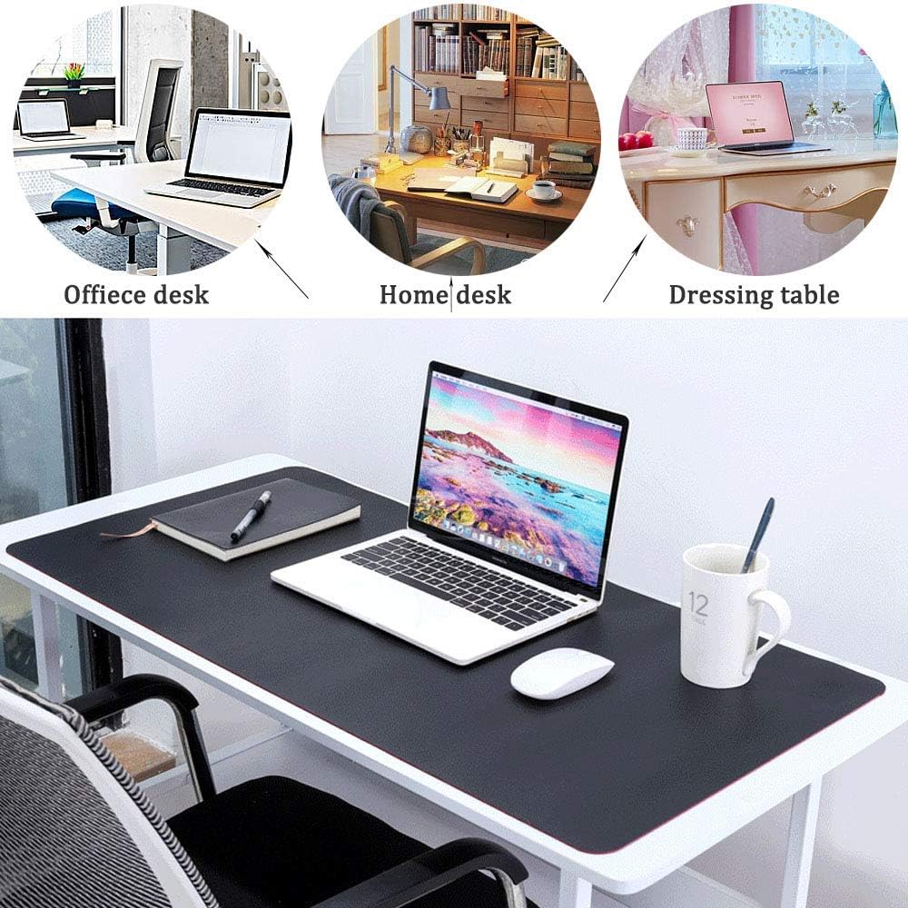 BonShine Large Desk Pad, Non Slip Pu Leather Mouse Pad Waterproof Protector, Dual Side Use Writing Mat For Office Home, 80Cm X 40Cm, Black&Red,