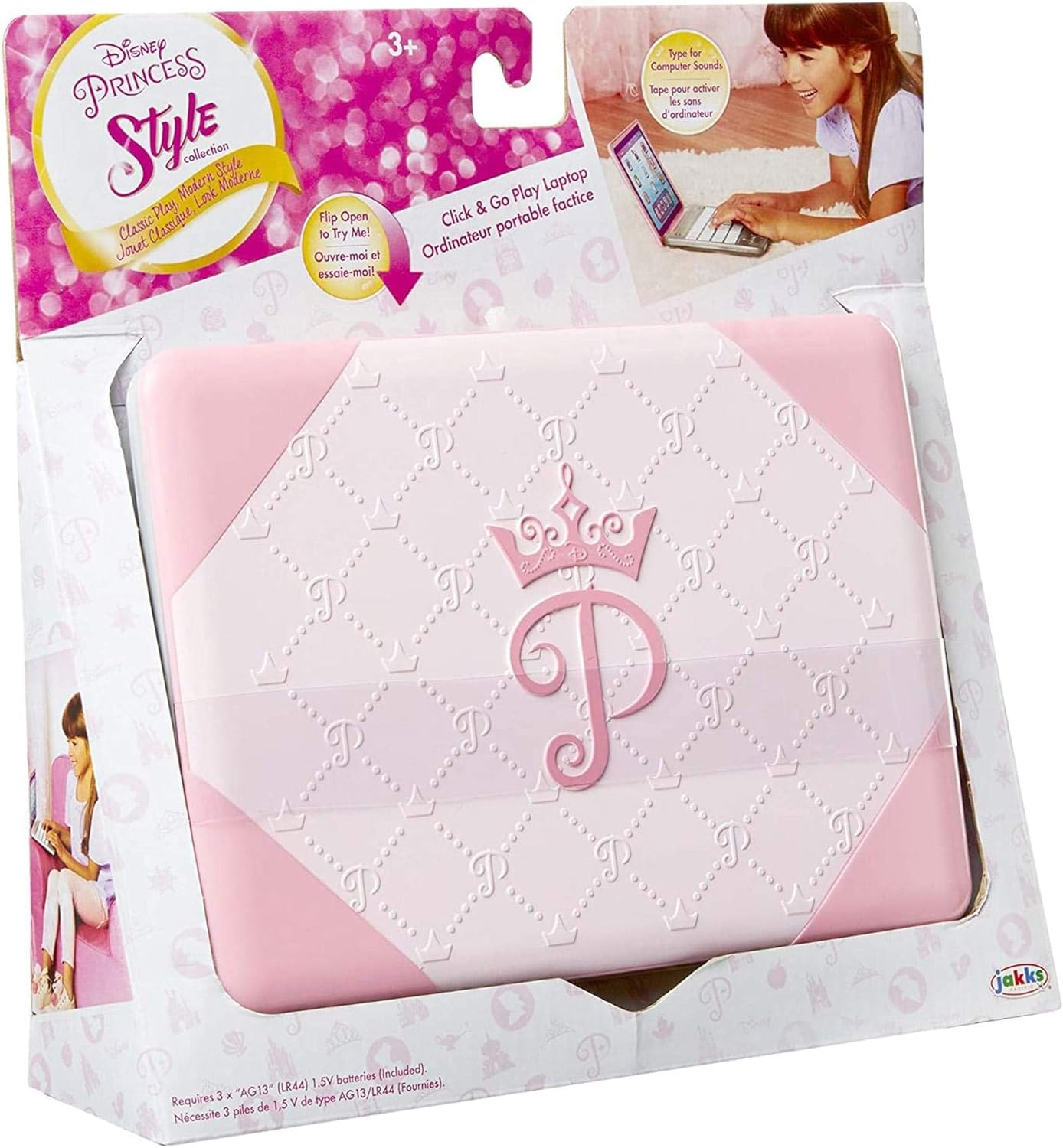Jakks Disney Princess Style Play Laptop 6 Years and Above, Multi-Colour, 70594