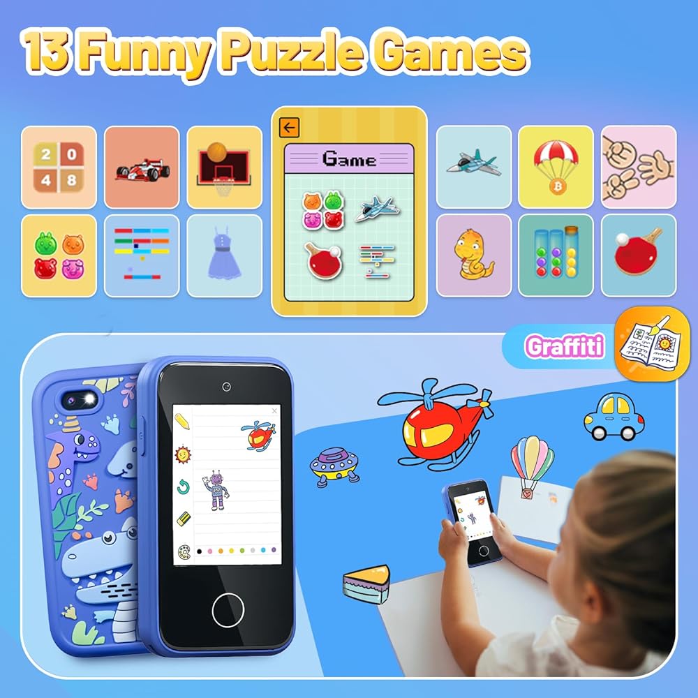 Kids Smart Phone Toys for Girls Ages 3-7 with Dual Camera - Toddler Phone Toys with Learning Games, Travel Toys with MP3 Music Player for Birthday Gifts for 3 4 5 6 7 Year Old Kids (Pink1)