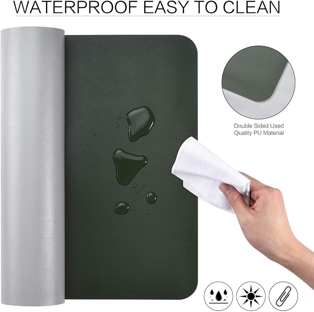 BonShine Large Desk Pad, Non Slip Pu Leather Mouse Pad Waterproof Protector, Dual Side Use Writing Mat For Office Home, 80Cm X 40Cm, Black&Red,