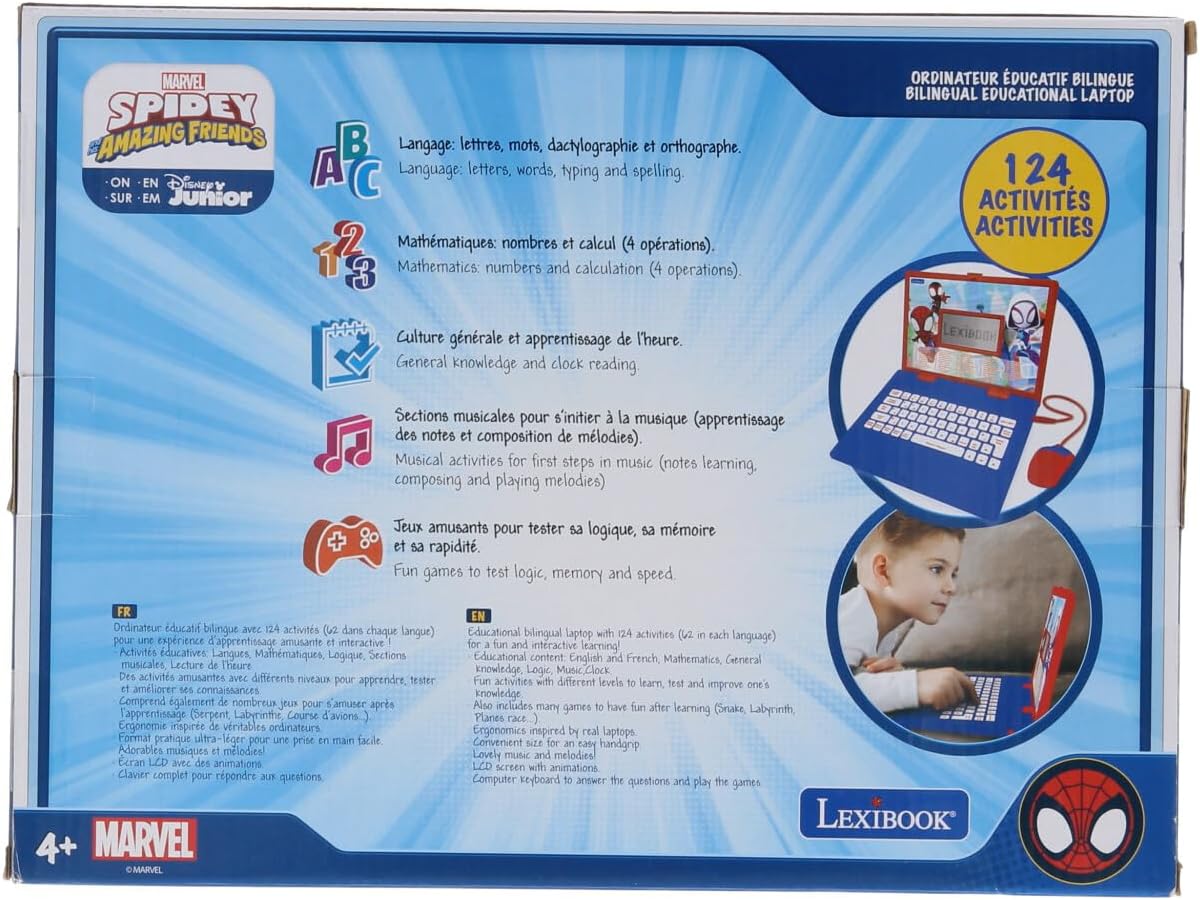 Lexibook - Educational and Bilingual Laptop French/English - Toy for Child Kid 124 Activities, Learn Play Games and Music with Paw Patrol - JC598i1