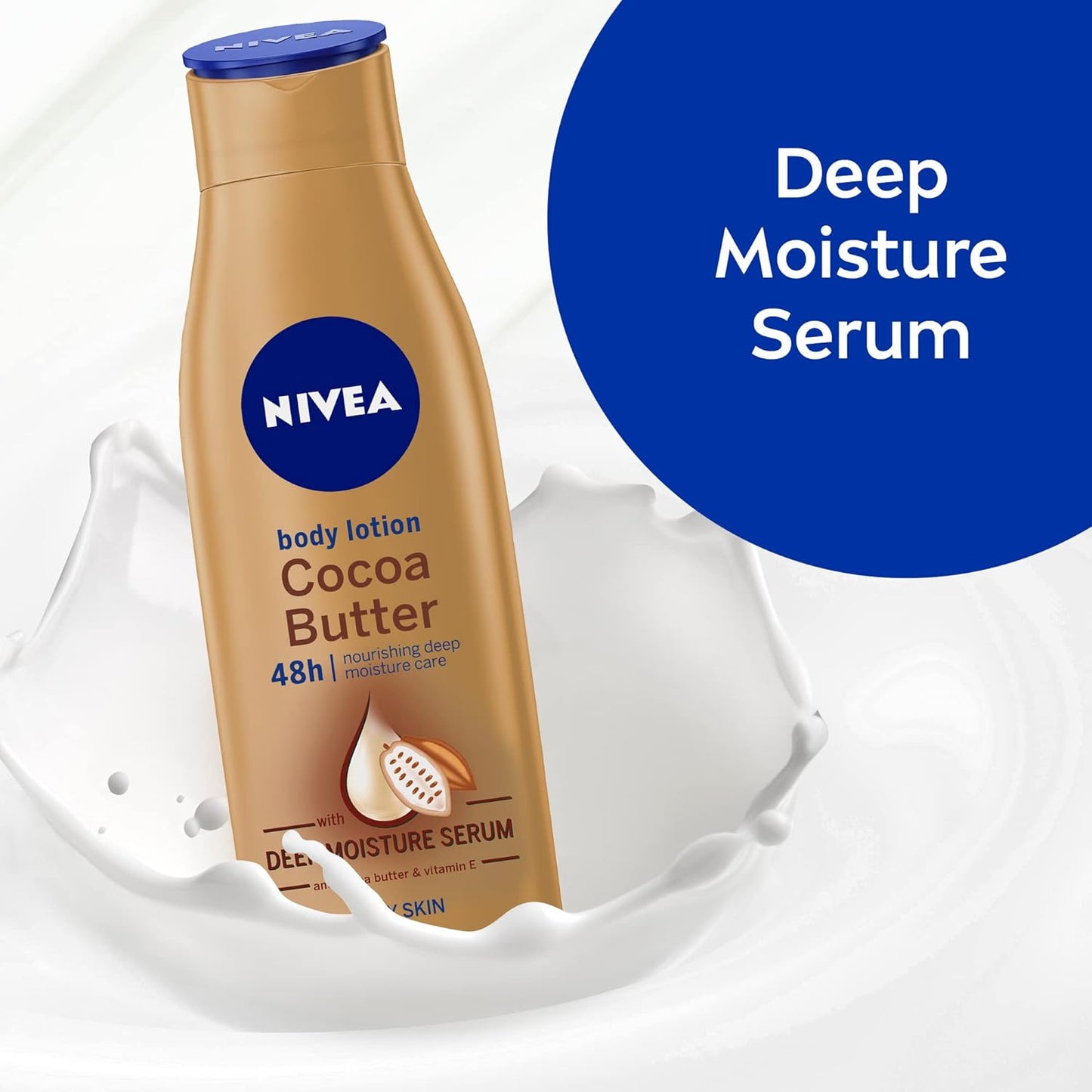NIVEA Body Lotion Moisturizing Dry Skin, Cocoa Butter Vitamin E, 2x400ml