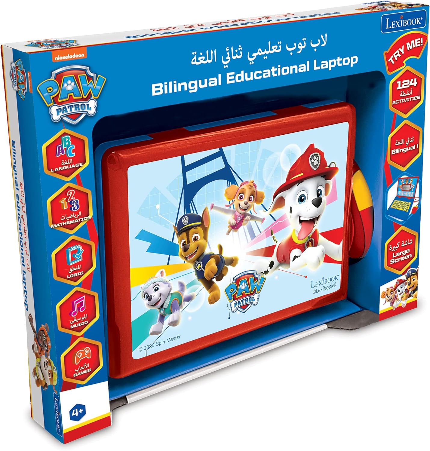 Lexibook - Educational and Bilingual Laptop French/English - Toy for Child Kid 124 Activities, Learn Play Games and Music with Paw Patrol - JC598i1