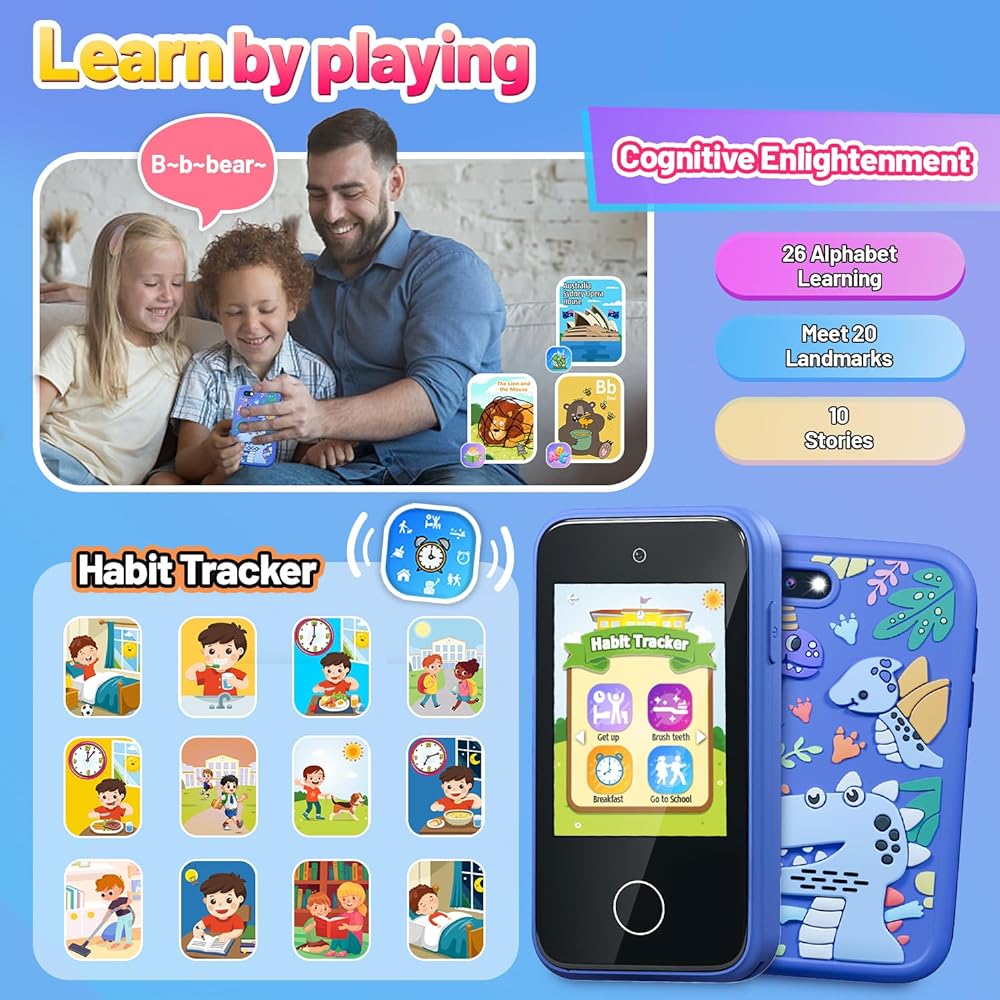 Kids Smart Phone Toys for Girls Ages 3-7 with Dual Camera - Toddler Phone Toys with Learning Games, Travel Toys with MP3 Music Player for Birthday Gifts for 3 4 5 6 7 Year Old Kids (Pink1)