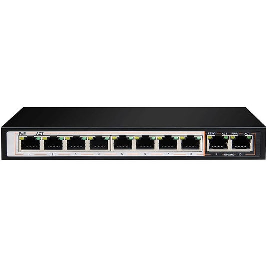 D-Link 8 Port Gigabit PoE Switch - 8 PoE+ 2 Uplink Port 250m DGS-F1010P-E