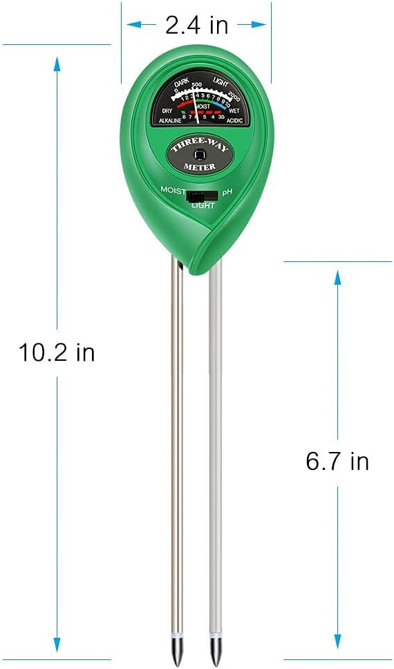 SKY-TOUCH Soil pH Meter 3 in 1 Soil Moisture/Light/pH Gardening Test Tool Test for Garden Farm Lawn Indoor and Outdoor (No Battery Needed)