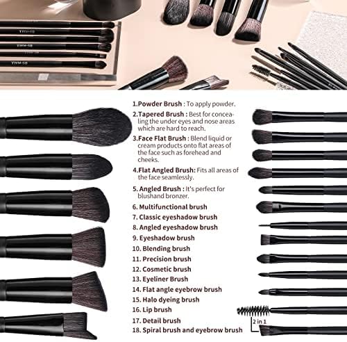 BS-MALL Makeup Brush Set 18 Pcs Premium Synthetic Foundation Powder Concealers Eye shadows Blush Makeup Brushes Champagne Gold Cosmetic Brushes