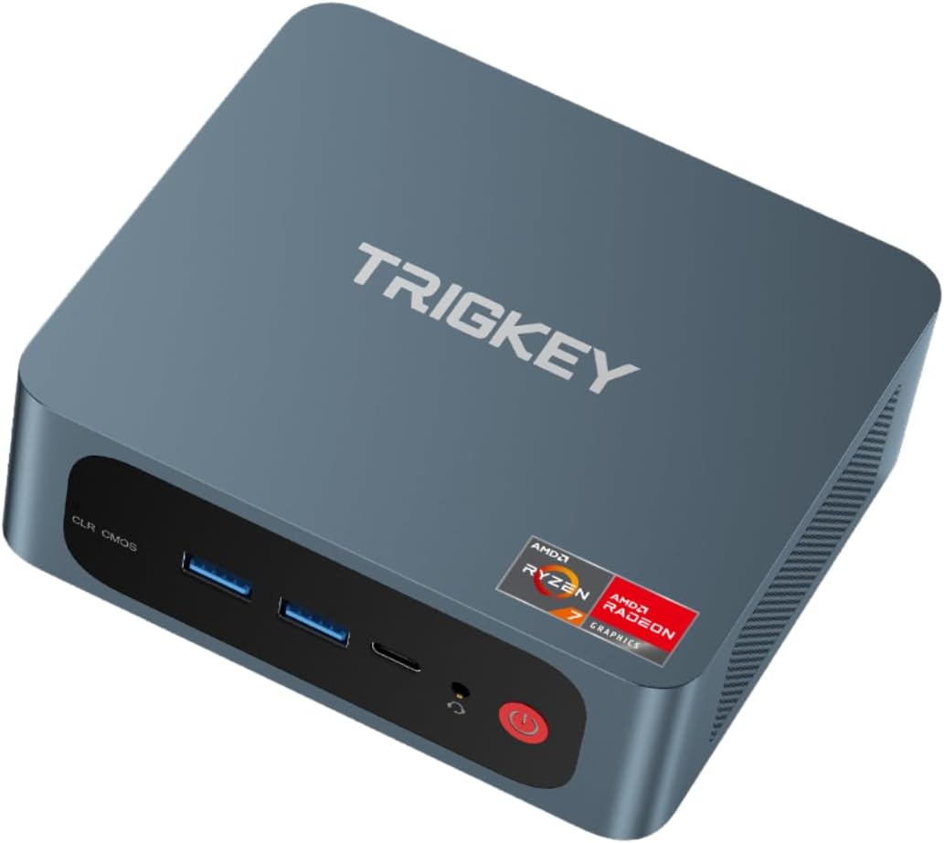 TRIGKEY Mini PC Ryzen 7 5800H（8C/16T,Up to 4.4GHz） 32G DDR4 1T SSD, Desktop Computer Support 4K Triple Screen Display | WiFi-6 | BT 5.2 | HDMI | DP |Type-C | USB 3.2