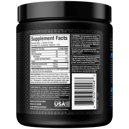 Creatine Monohydrate Powder MuscleTech Platinum Pure Micronized Muscle Recovery + Builder for Men & Women Workout Supplements Unflavored (80 Servings)